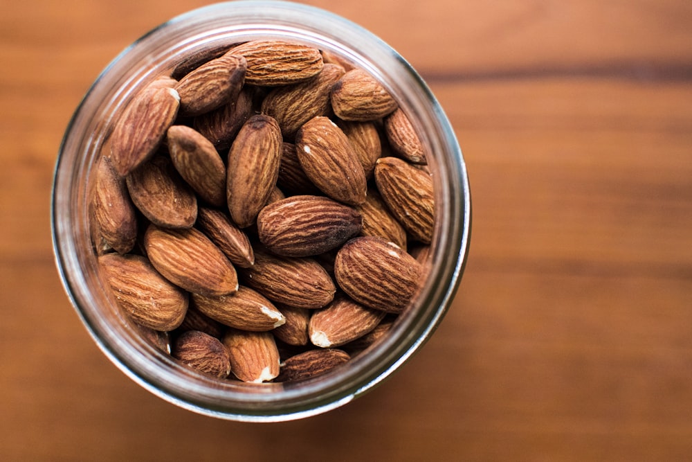 almonds nuts in jar