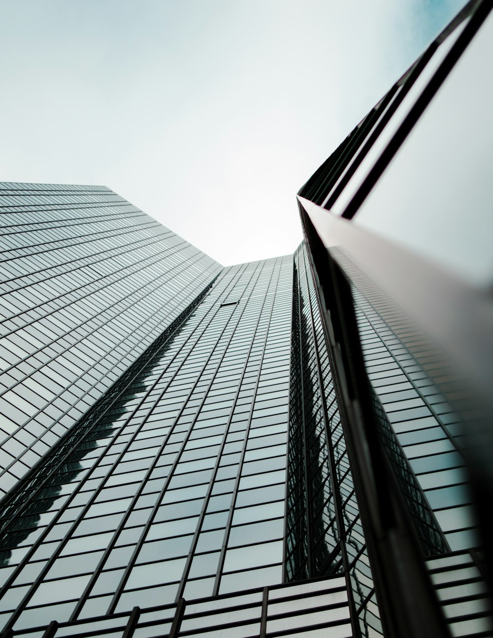 worm's eye view of glass building