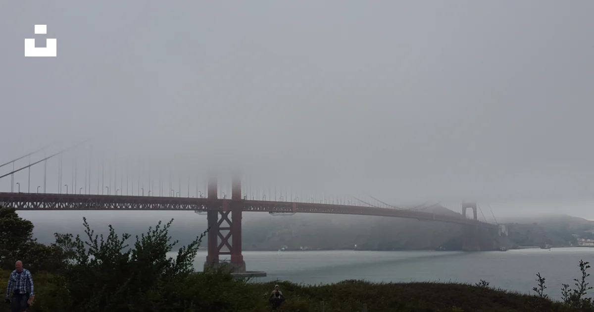 Gate Sign Icon Golden Gate Bridge gate, San Francisco California covered with fogs ...