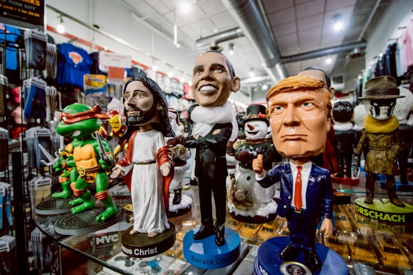 Statues of Trump, Obama, Jesus and Ninja Turtles