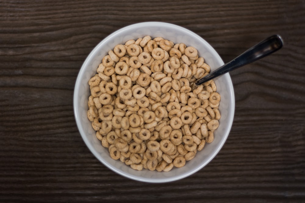 cereals in bowl with spoon