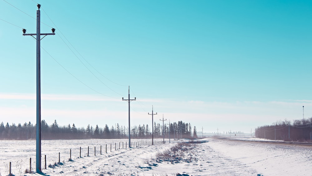 electric post aligned across road