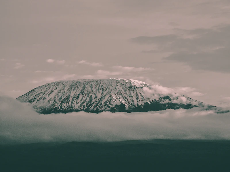 Moonlit high-altitude plateau on Kilimanjaro