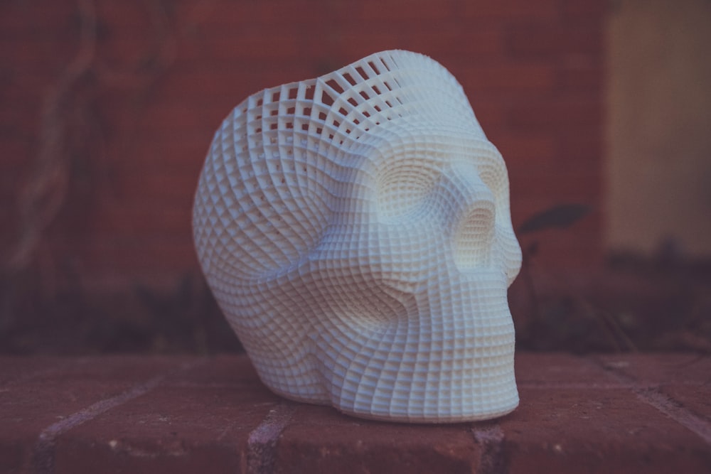 crâne humain blanc oeuvre 3D