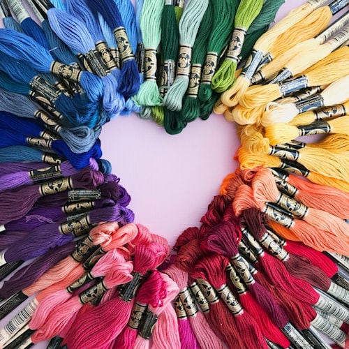 Colorful sewing threads close-up