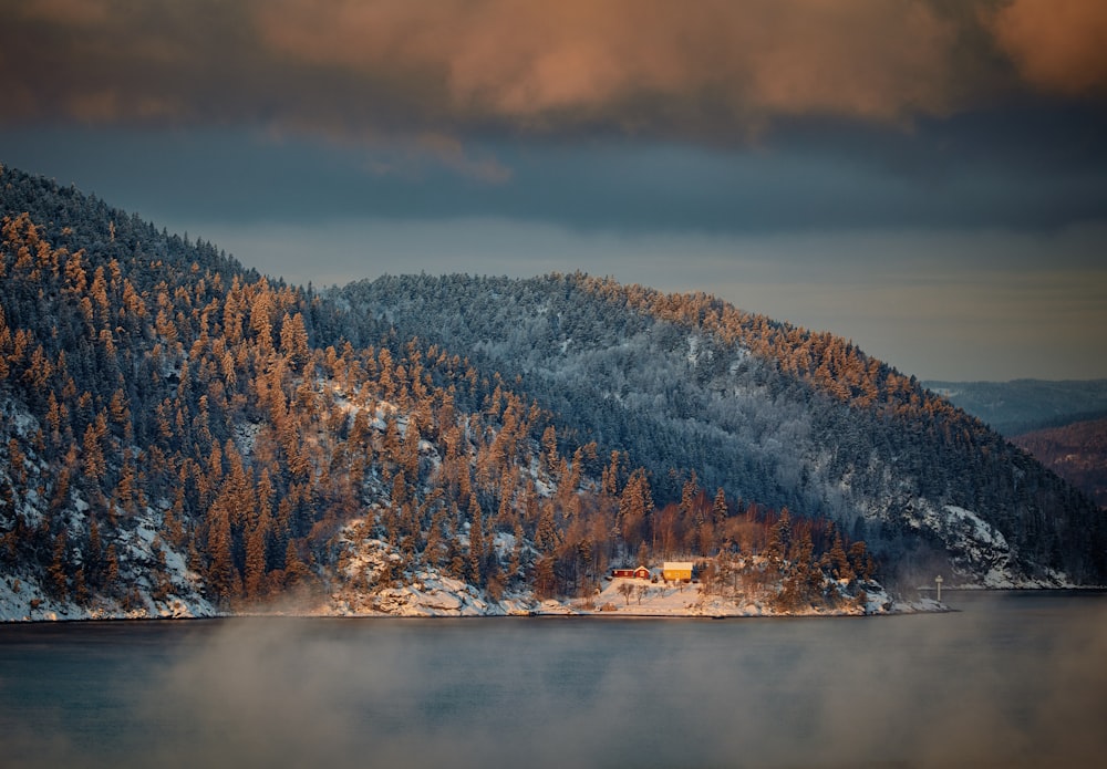 landscape photography of an island