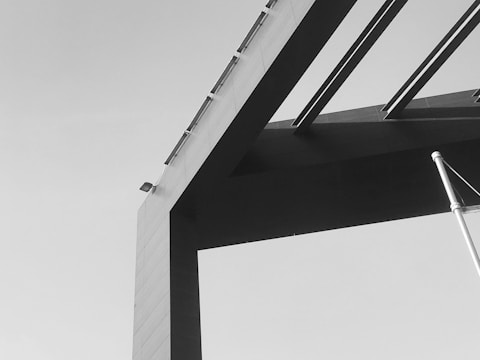 Industrial steel building with clean lines and sturdy construction.