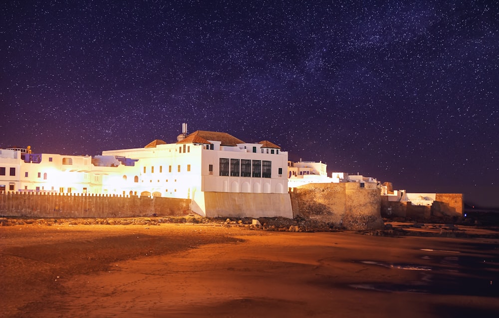 white concrete structure during nighttime