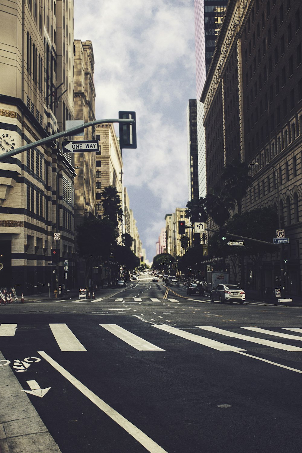 traffic light on grey concrete road