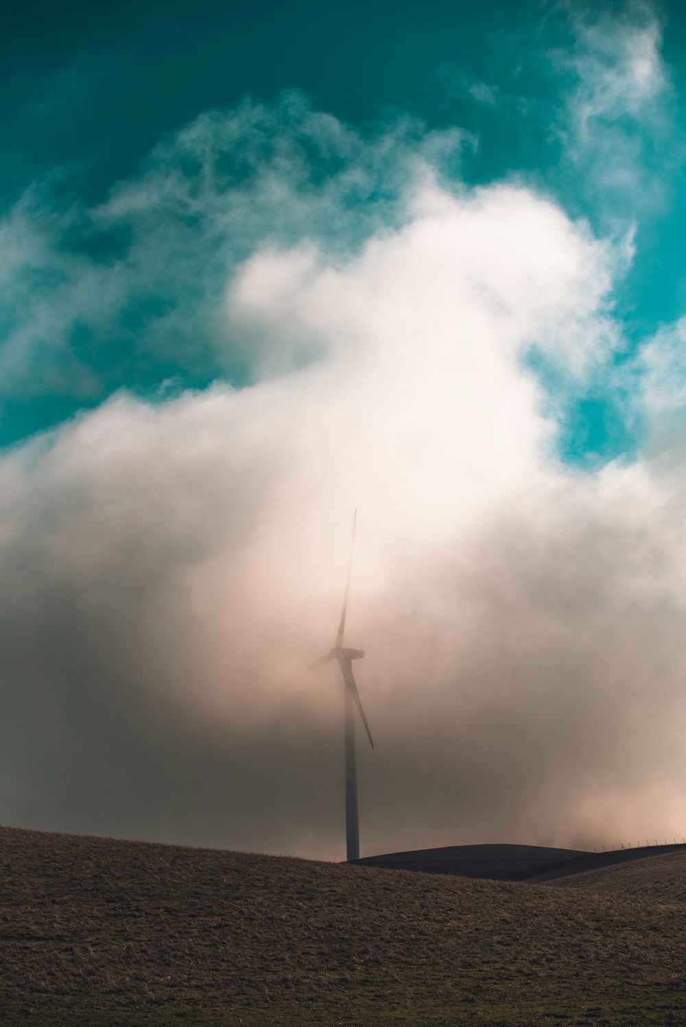 windmill covered with fog