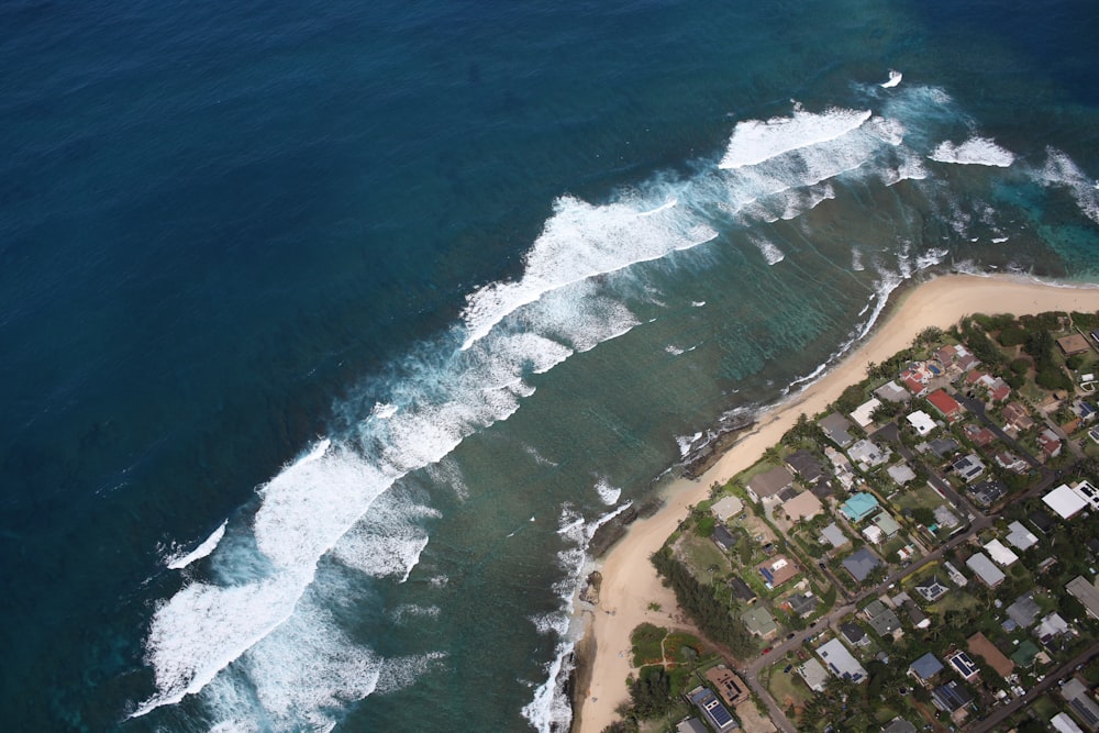 bird's eyeview ofseashore near city