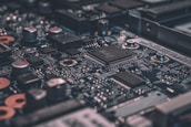 macro photography of black circuit board
