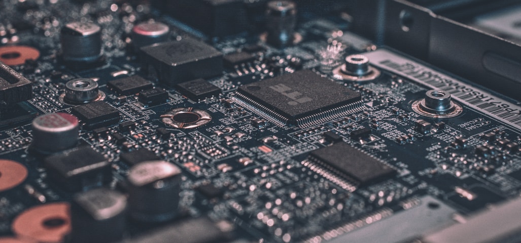 macro photography of black circuit board