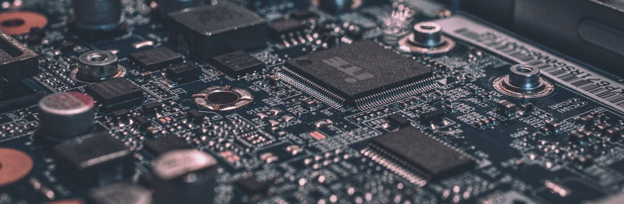 macro photography of black circuit board