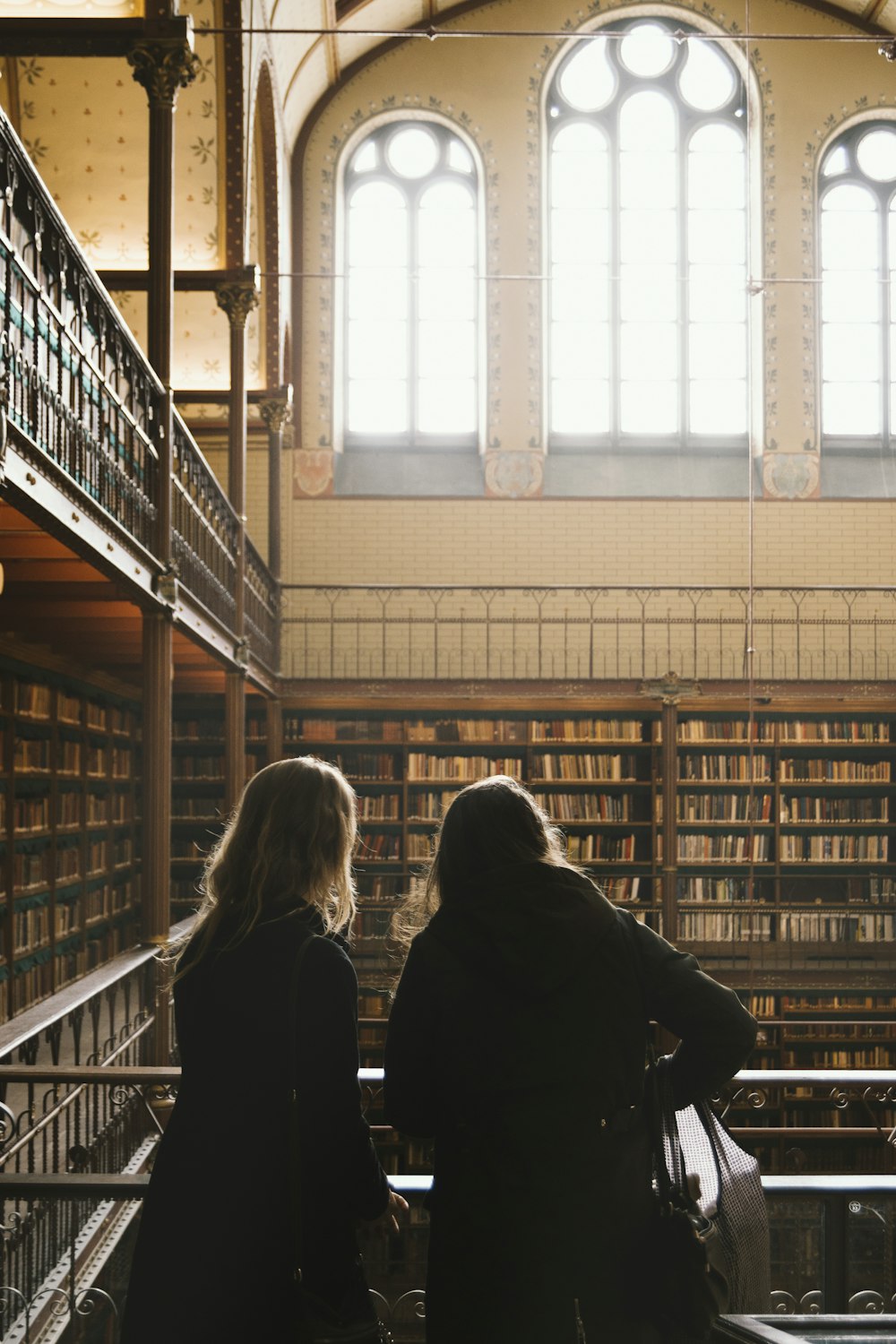 two women in library