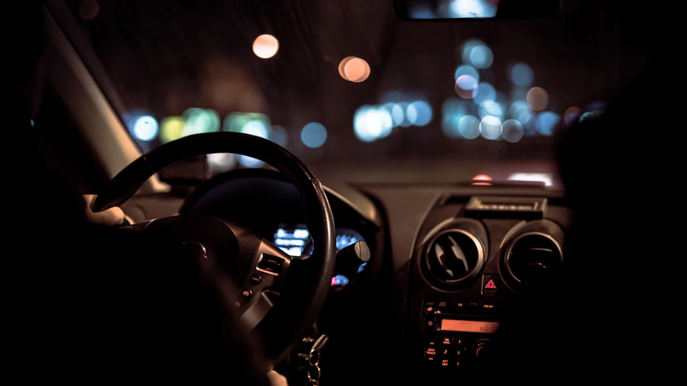 Hands on the steering wheel while driving