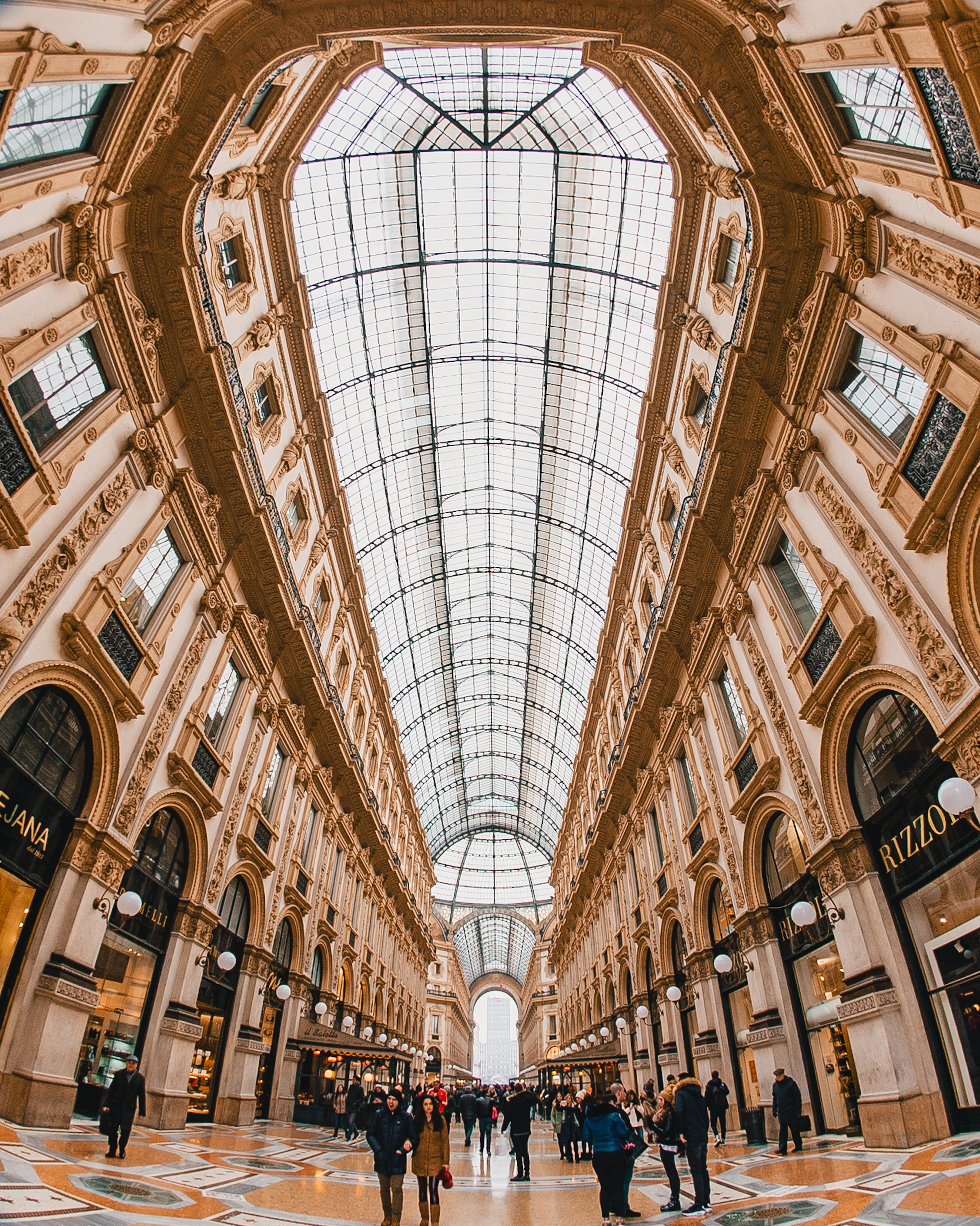 Architecture of the Galleria Vittorio Emanuele II in Milan