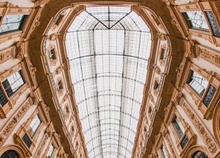 people standing inside building