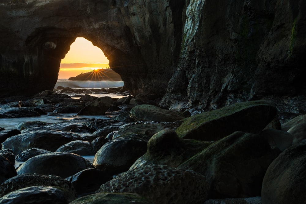 rock arch on seashore