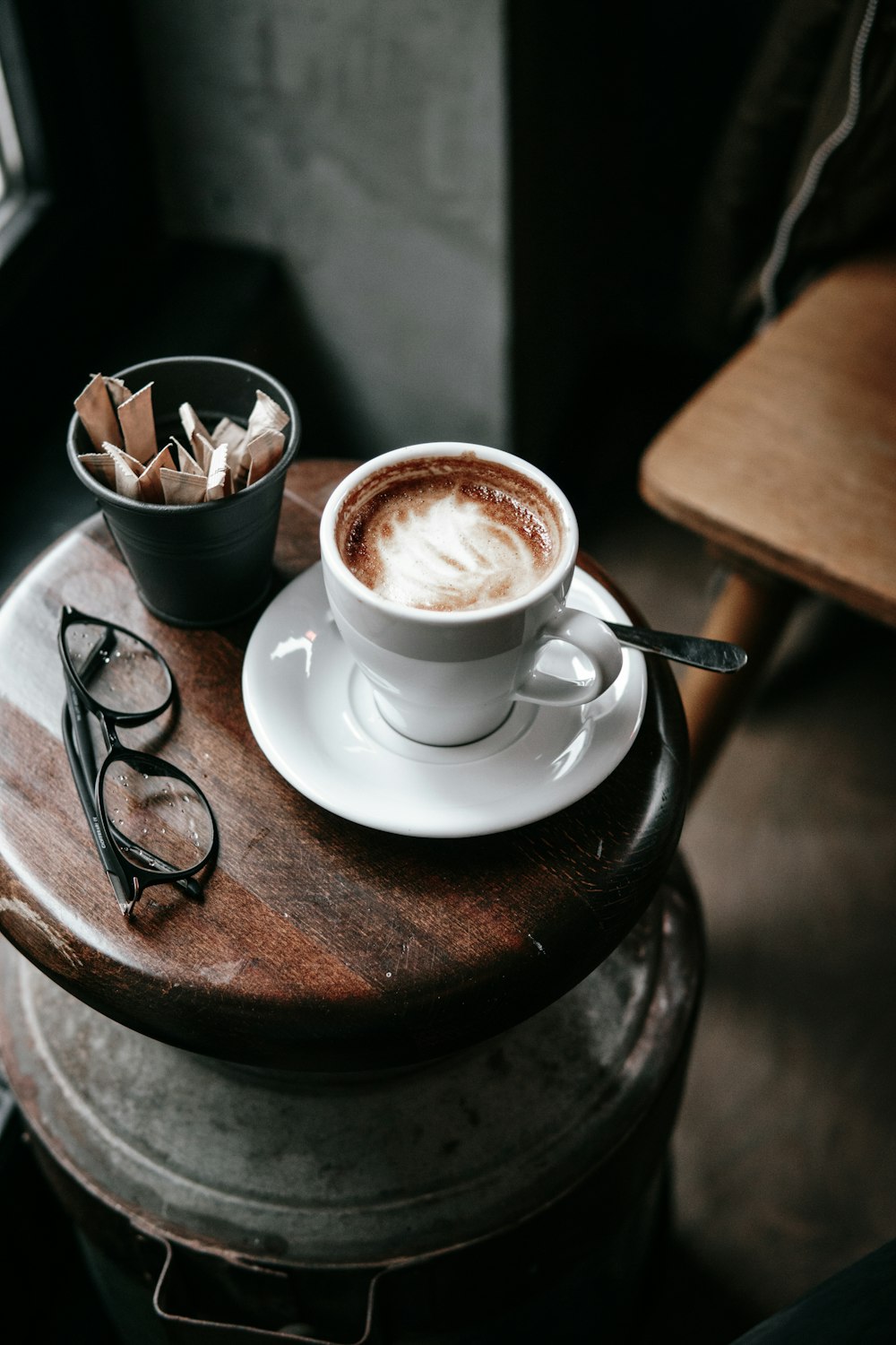 white mug filled with cappuccino