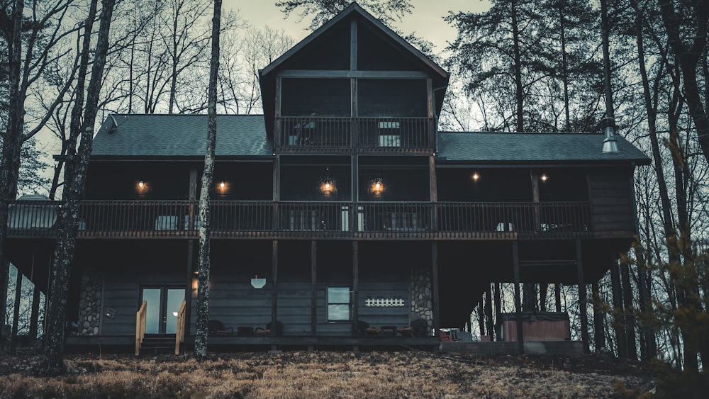 landscape photography of cabin