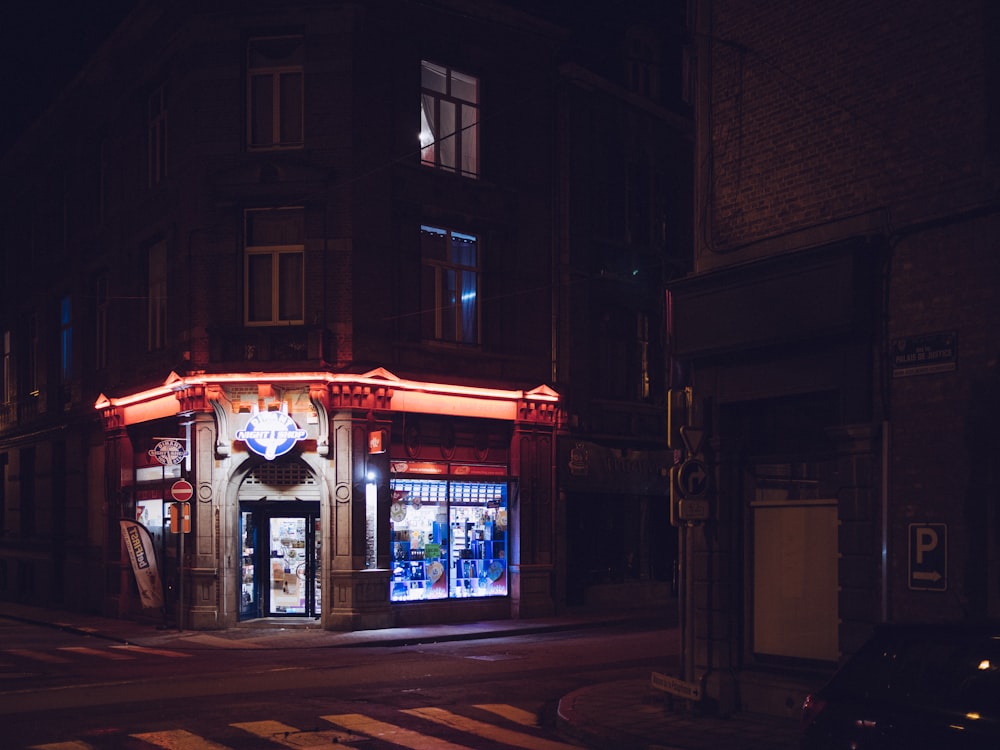 store facade near electric post