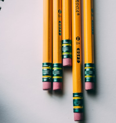 five brown pencils