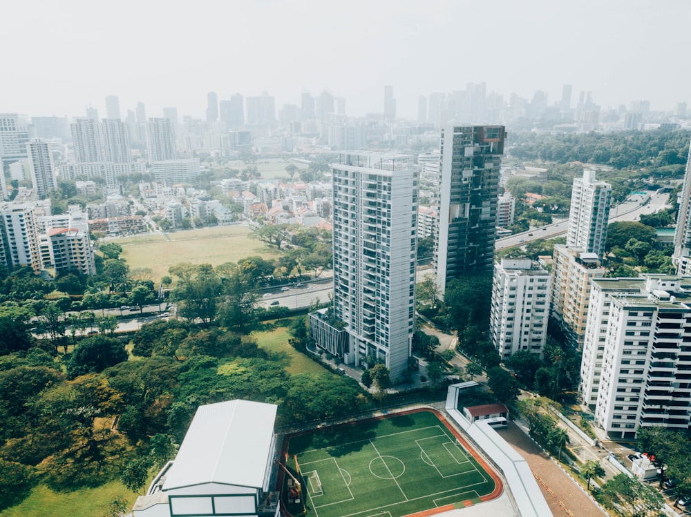 aerial view of buildings