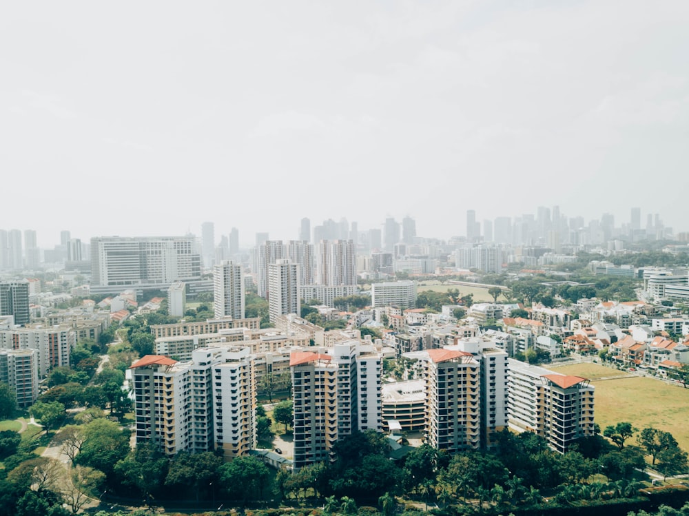 aerial shot of concrete structures