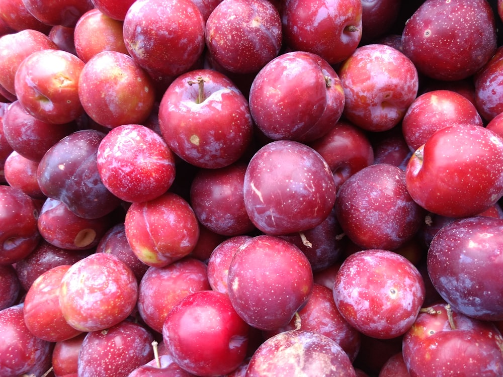bunch of round red fruits