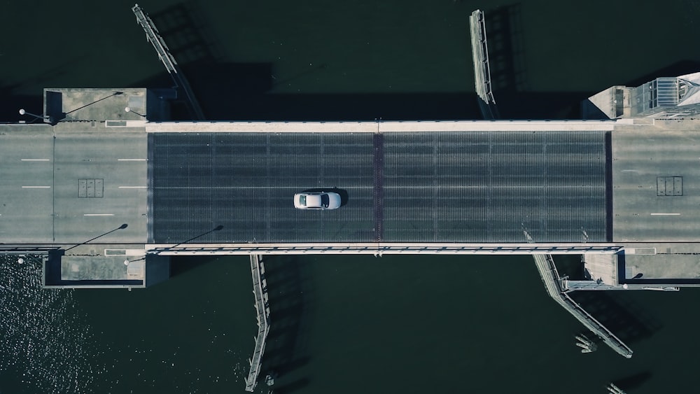 aerial photography of gray and black bridge