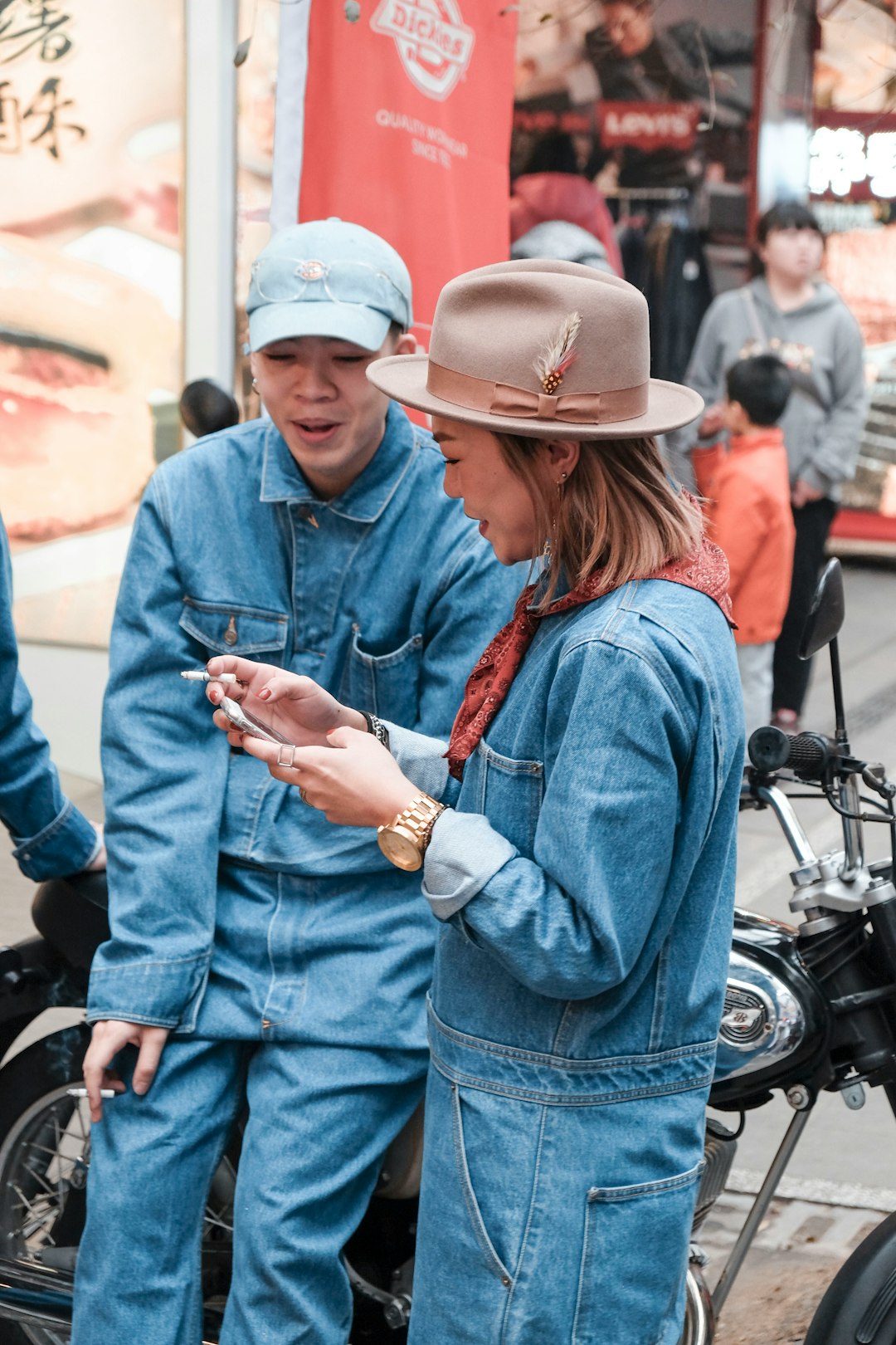 woman using smartphone in street