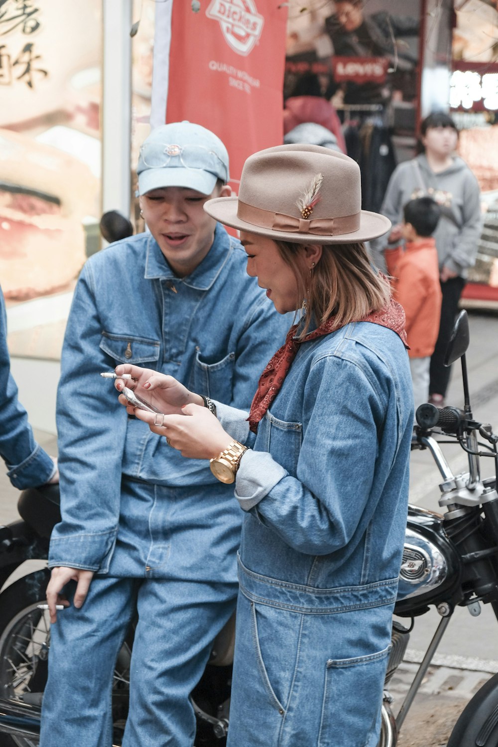 woman using smartphone in street