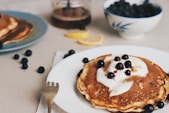 pan cake with berries on top