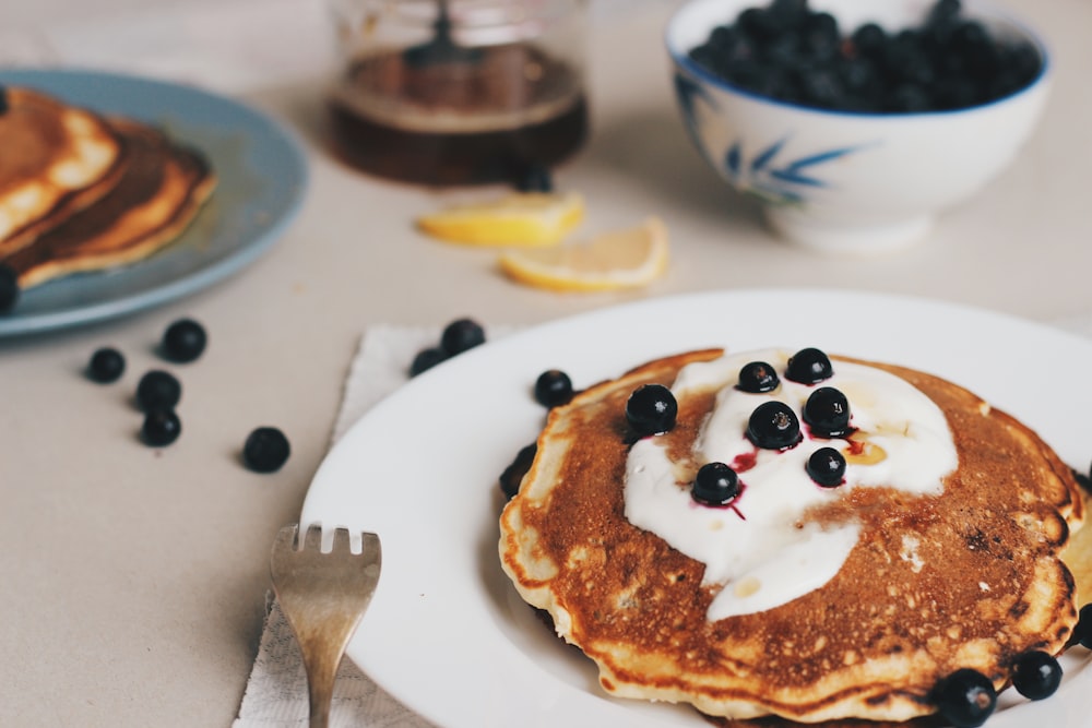 pan cake with berries on top