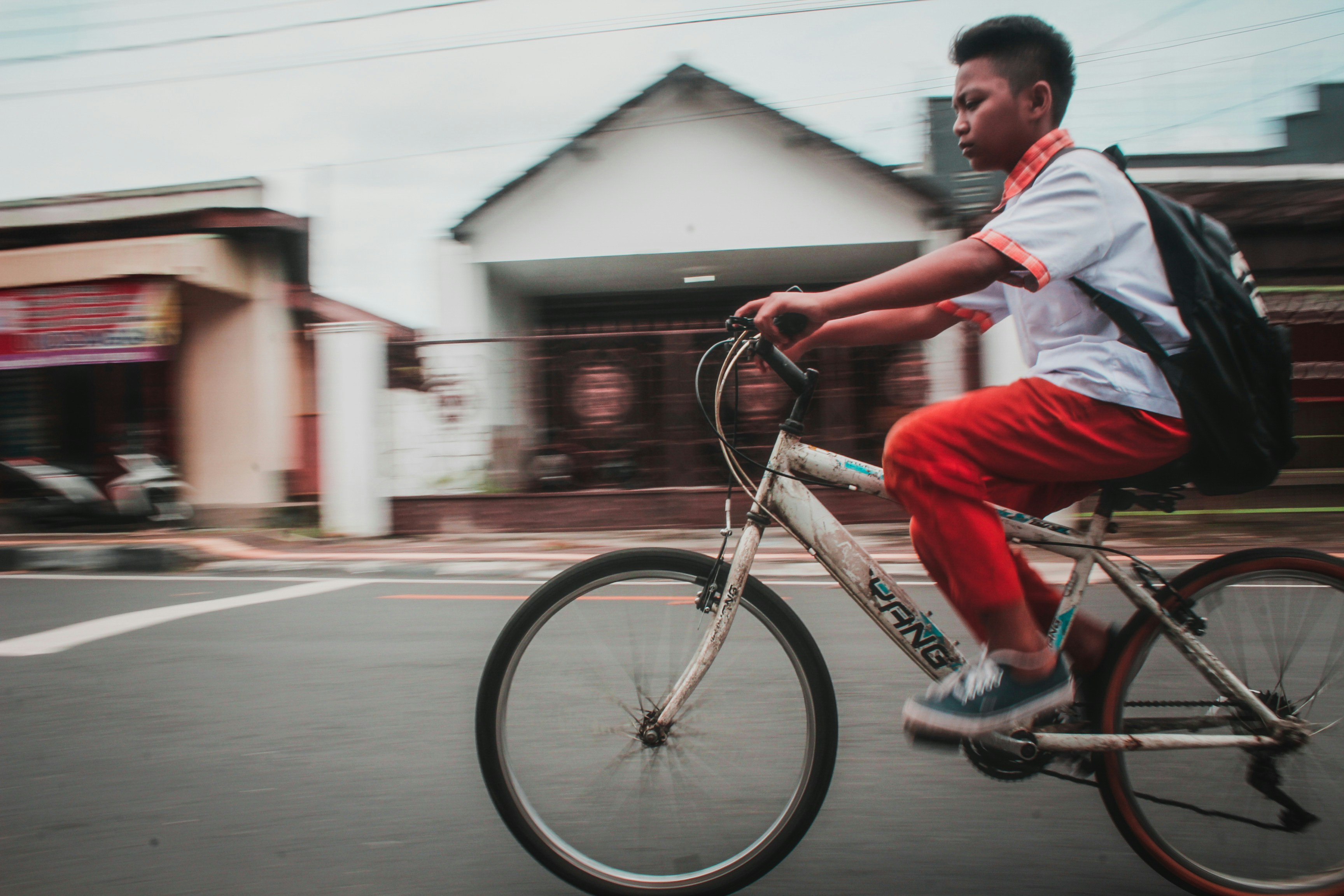 boy riding a bike