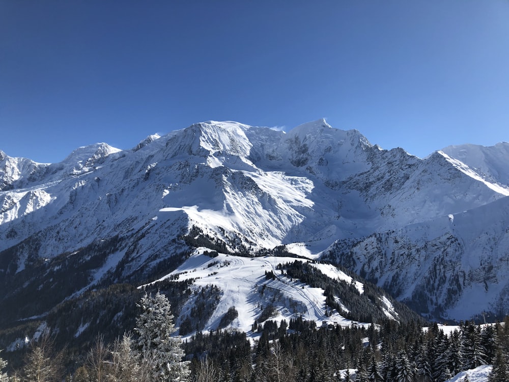 snow covered mountain under blue sky during daytime