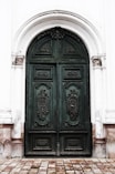 green wooden door