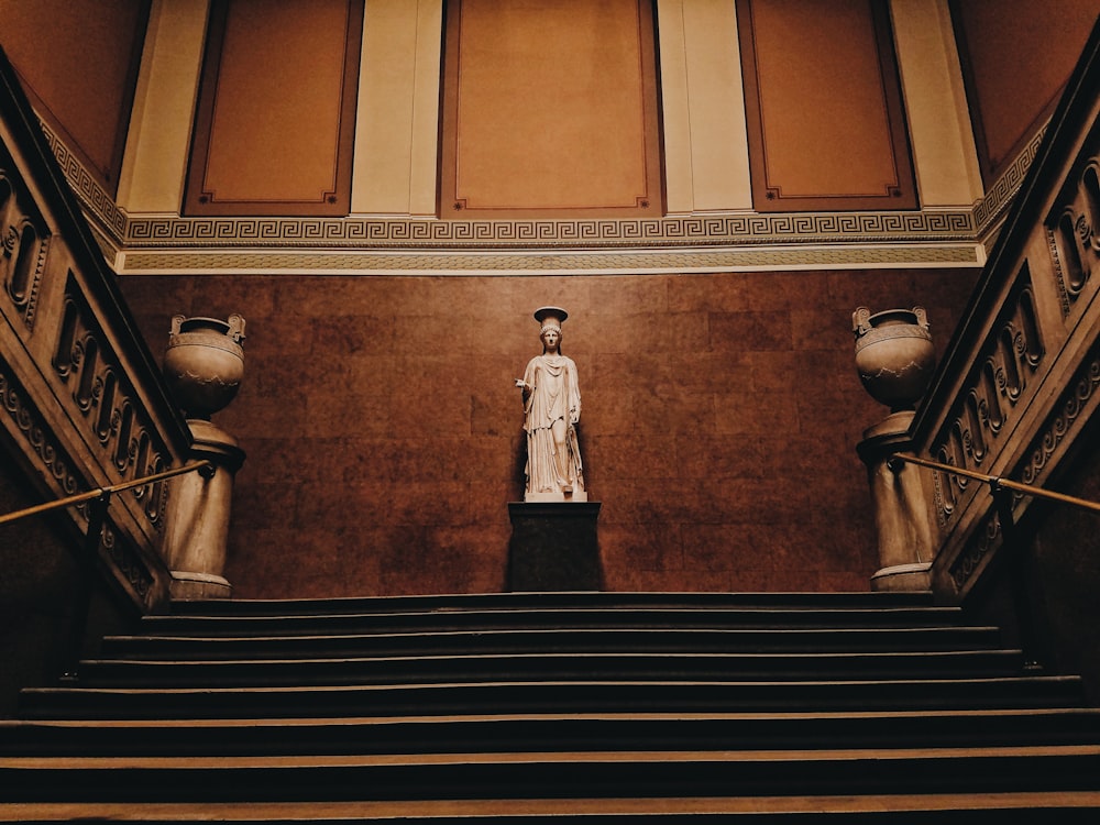 architectural photography of brown stairs