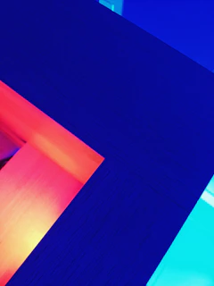 A colorful geometric composition with sharp lines and contrasting shapes that energize the space.