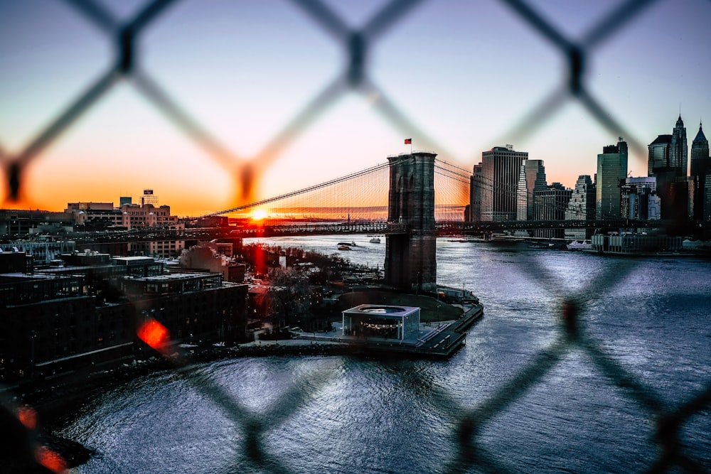 city buildings under sunset