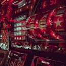 gambling skins, close-up photography of lucky arcade with Bar, Bar, and Star