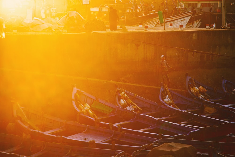 canoe boats on body of water