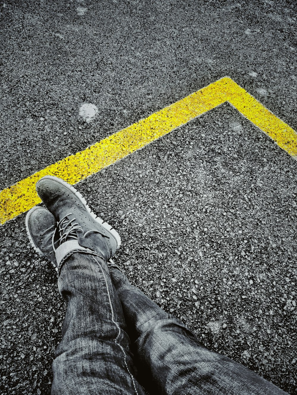 selective color of person wearing jeans