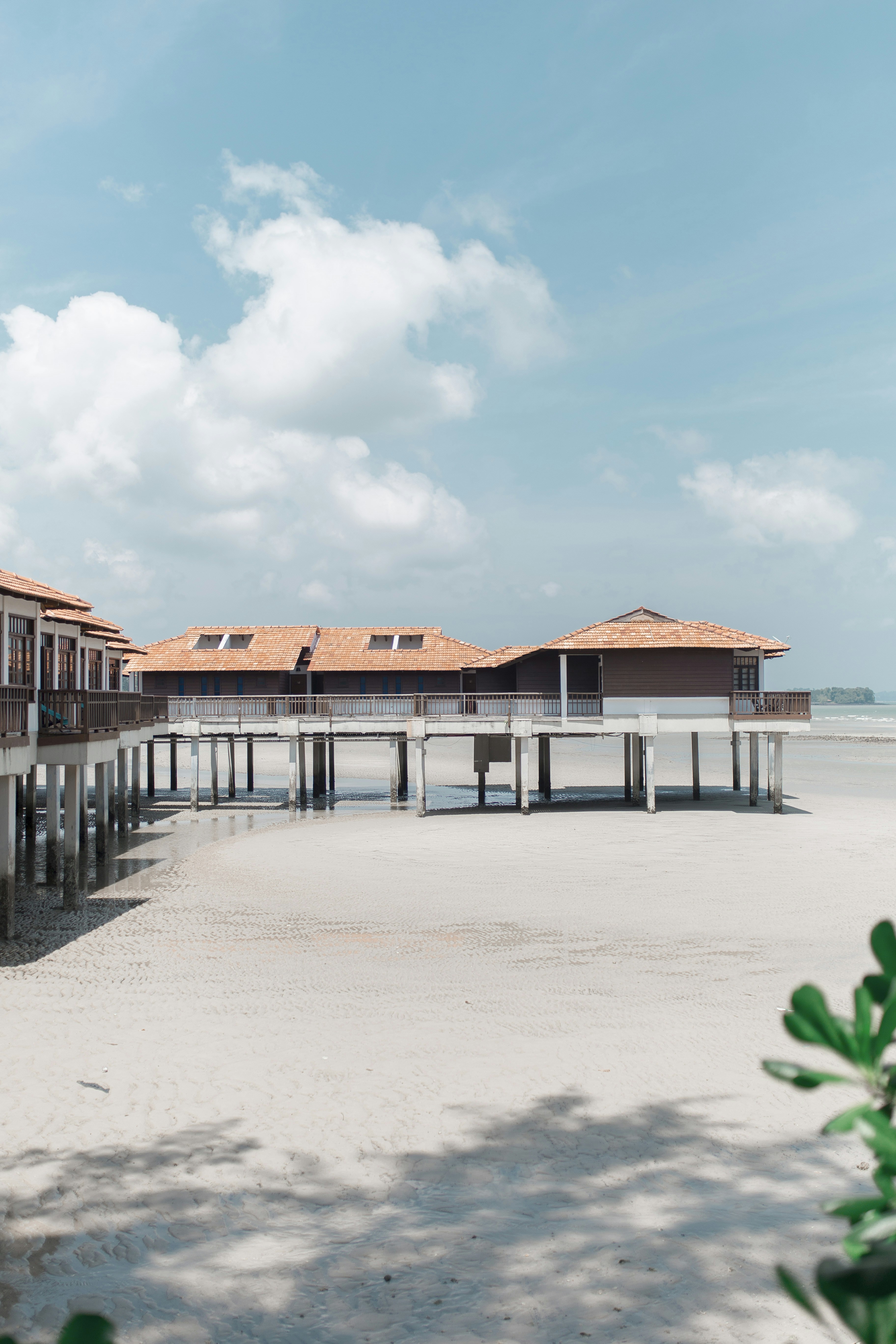 white and brown wooden beach house