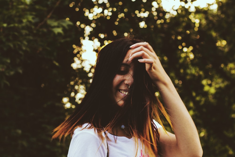 woman waving her hair by the wind