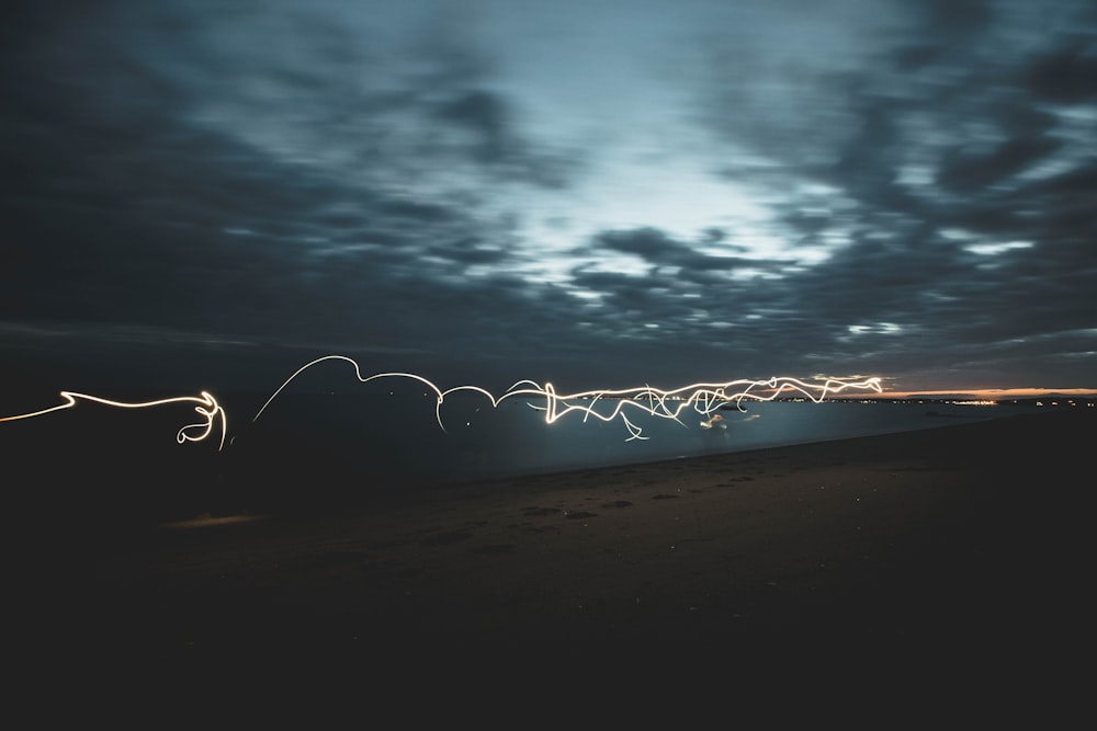 long-exposure photography of yellow light