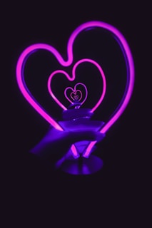 turned on pink heart 3D lamp
