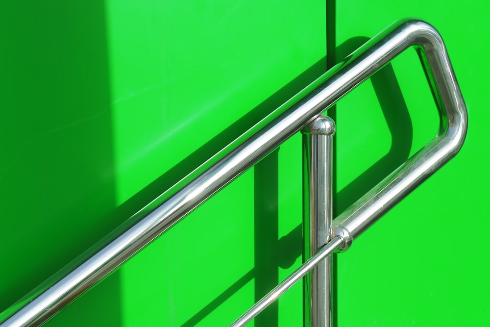gray steel handrail