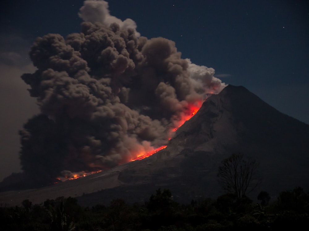 噴火する火山